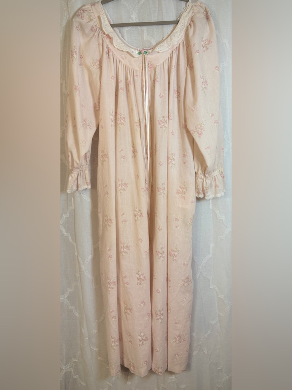 Vintage Brandywine Pink Floral Nightgown Cottagecore Prairie Dress S